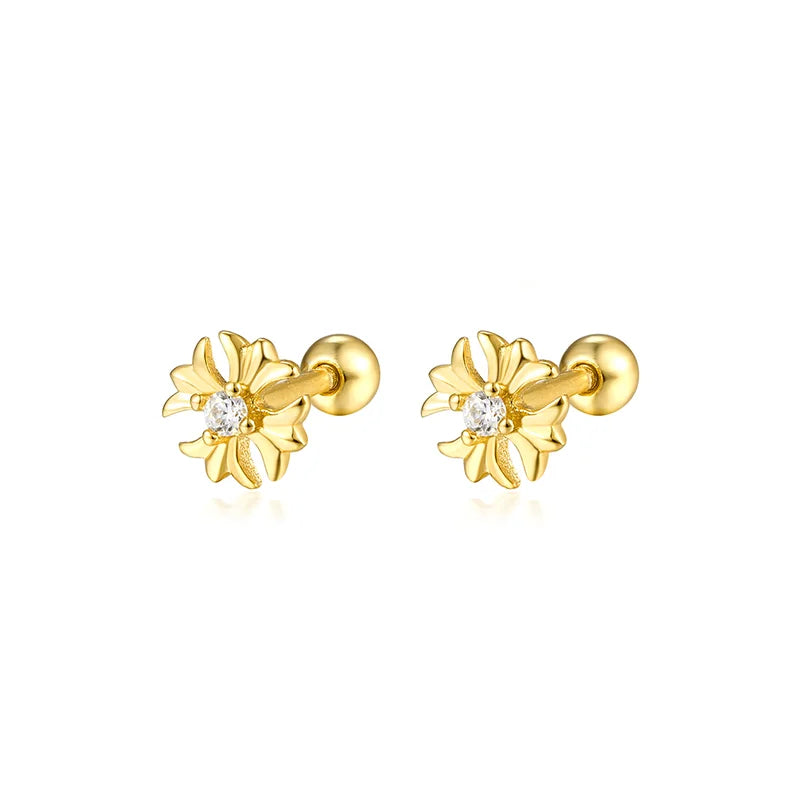 WANTME 925 Sterling Silver Fashion Love Butterfly Romantic Star Crown Screw Stud Earrings for Women Ear Bone Piercing Jewelry