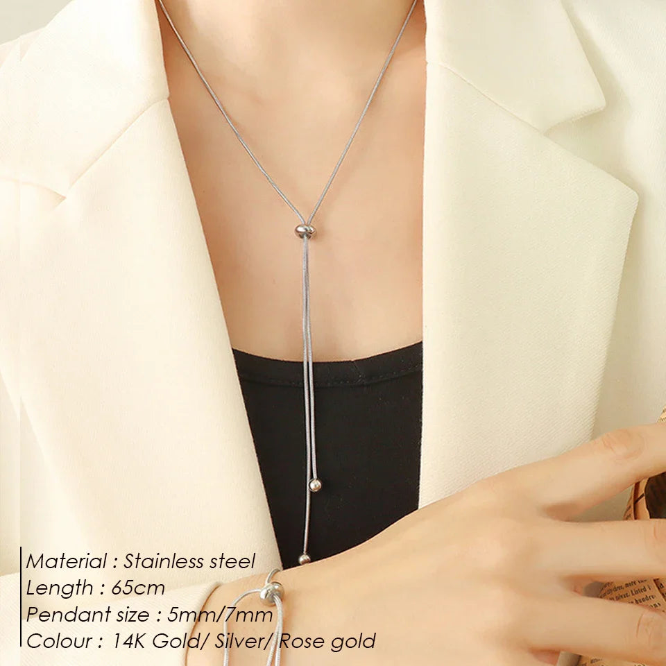 eManco Personalized Snake Chain Adjustable Y Necklace Clavicle Pendant Stainless Steel Necklace Women's Holiday Gift