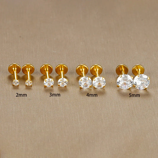 2PC Labret Tragus Stud Earrings 16G Surgical Stainless Steel CZ Crystal  Monroe Helix Cartialge Conch Medusa Lip Body Piercing