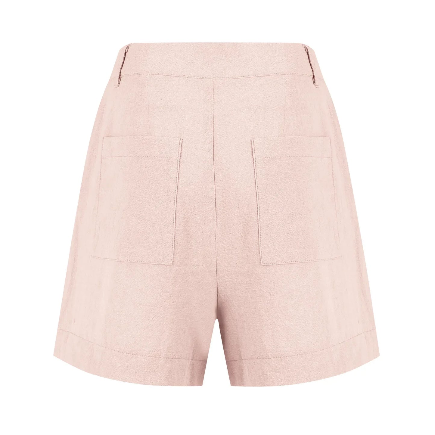 Cotton Linen Solid Shorts For Women Button High Waist Summer Loose Casual Pockets Shorts Female Pants Women Clothing