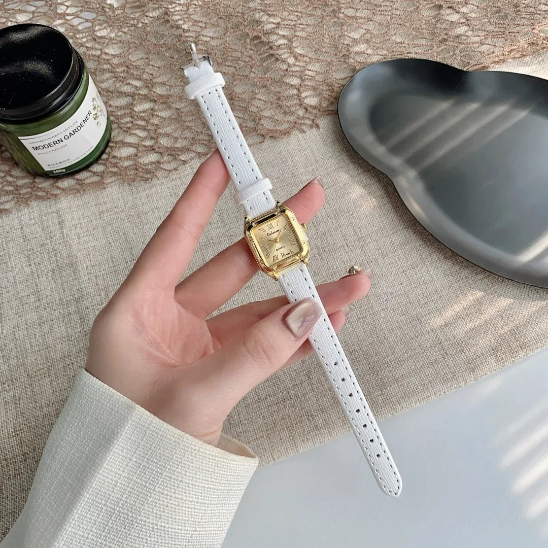 Women Watch Small Square Dial Thin Leather Strap Ladies Wristwatch Elegant Quartz Female Watches Casual reloj mujer