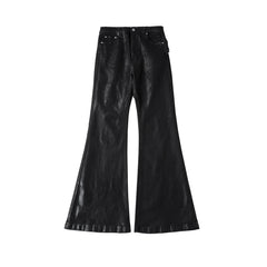 Y2k Streetwear Wax Leather Stretch Jeans for Men and Women Ropa