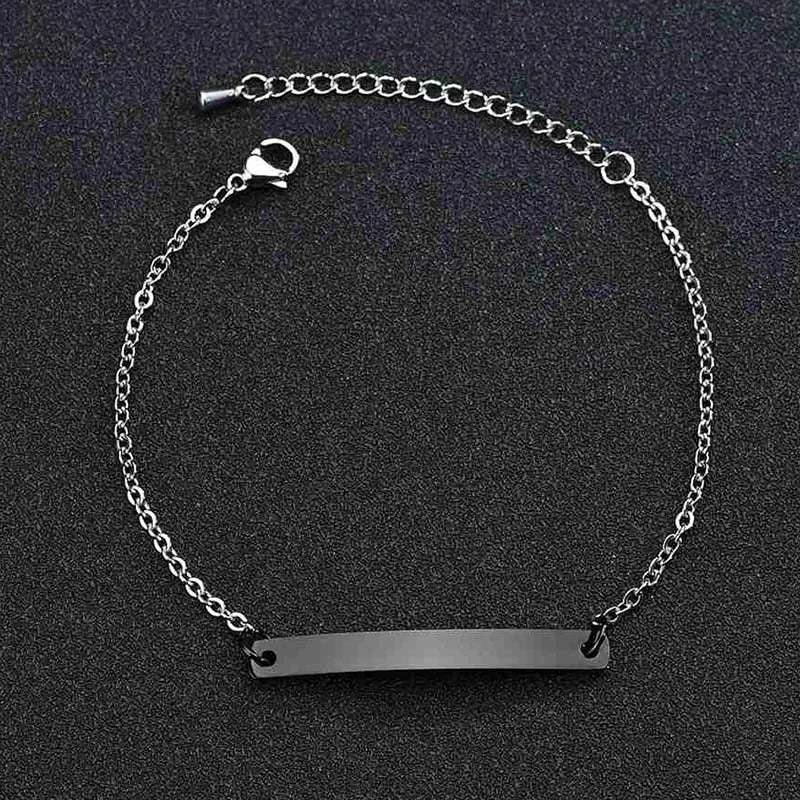 Punk Man Bracelets Hip Pop Gold Color Stainless Steel Thick Hand Chain Blank Bar Couple Men Women Family Jewelry Birthday Gift