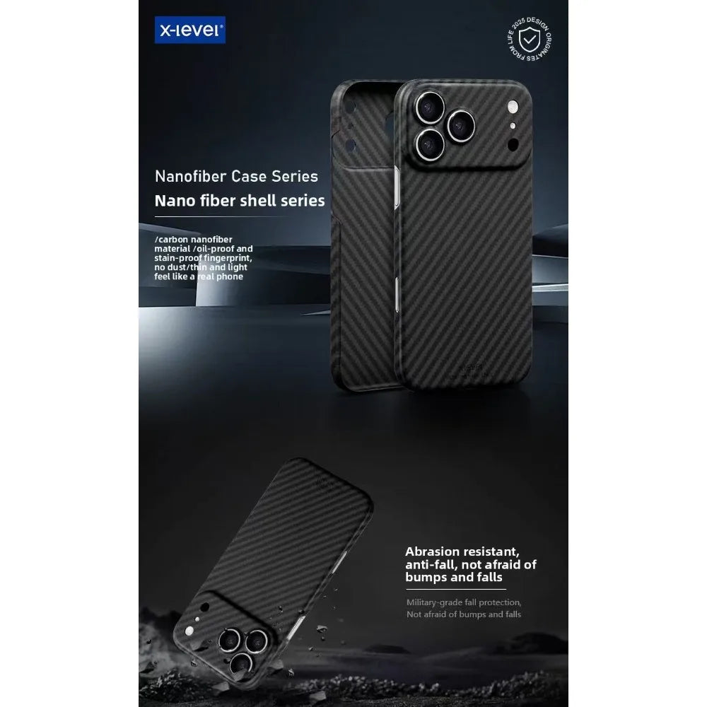 X-level 1500D Carbon Fiber Phone Case For IPhone 17 Pro Max 17 Air Business Ultra-Thin Rugged Protect Cover
