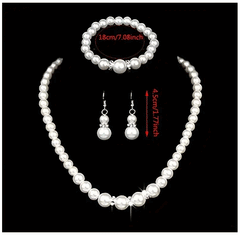 Pearl Jewelry Set Simulated Pearl Double Layer Luxury Earrings Necklace Wedding