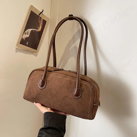 Shoulder Bag for Women Multi Pocket Underarm Bag Faux Suede