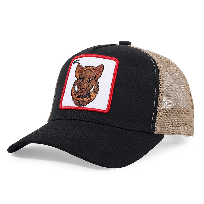 Animal Embroidery Color Block Cartoon Baseball Hats New Men Women Mesh Sunshade Casual Breathable Fashion Versatile Trucker Caps