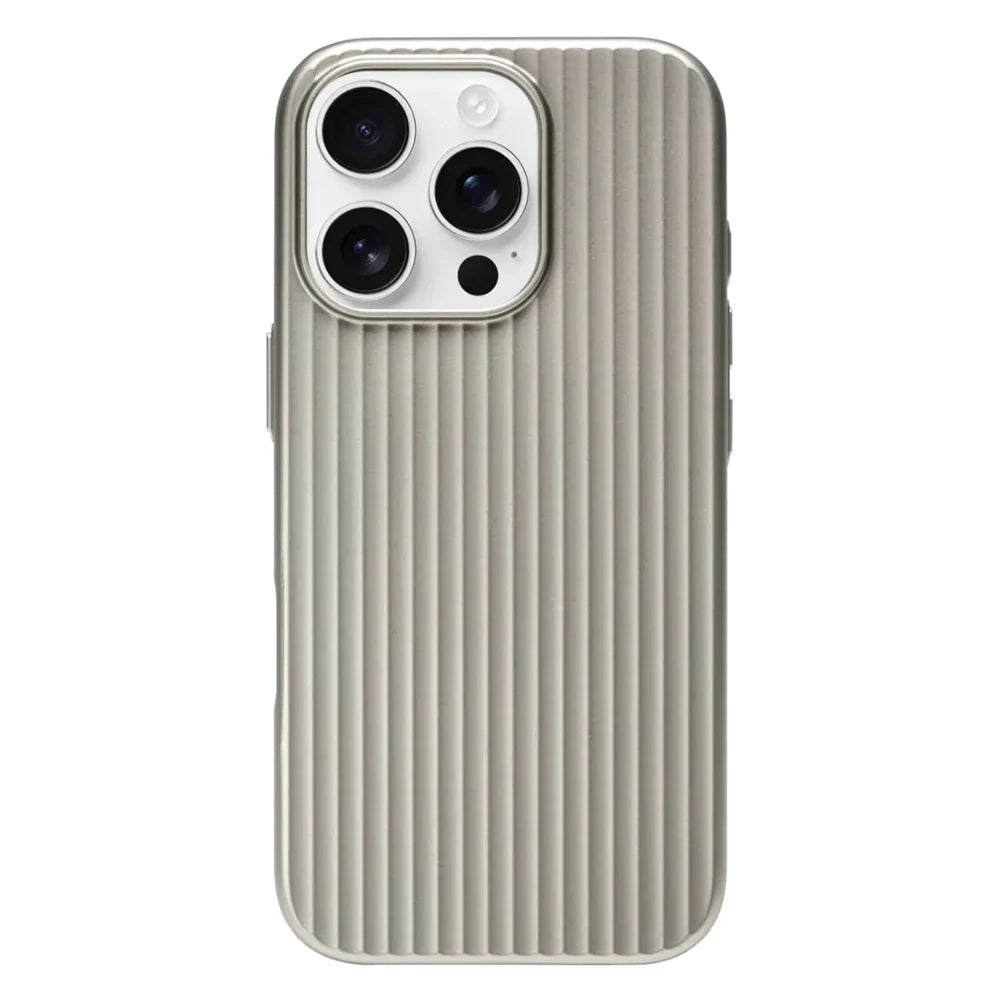 Stripes Metallic Paint Armor Case For iPhone 17 Air 16 15 14 13 Pro Max Shockproof Camera Protective Slim Matte PC Funda