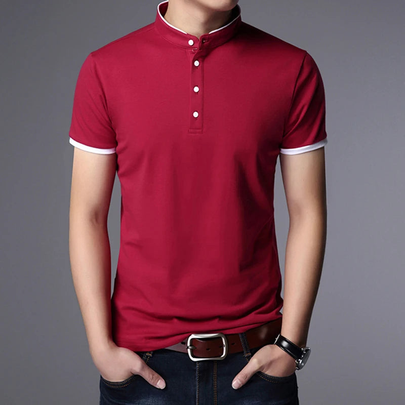 Men's Business Casual Polo Short Sleeve T-shirt Summer Comfortable and Breathable Solid  Top