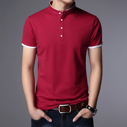 Men's Business Casual Polo Short Sleeve T-shirt Summer Comfortable and Breathable Solid  Top