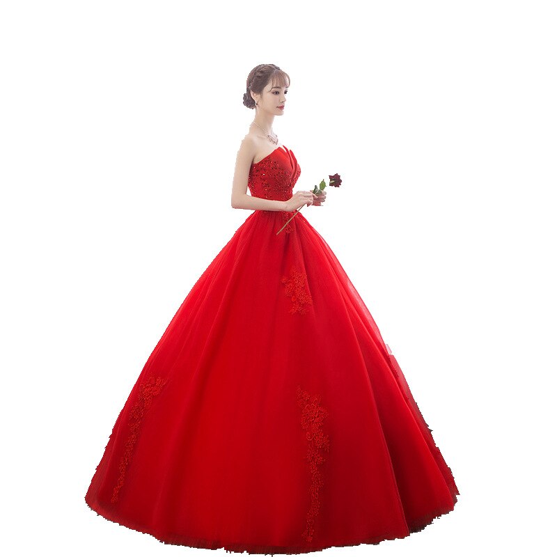 White Bridesmaid Dresses: Wedding Dress Red Bride Princess Dream Bud Tube Top