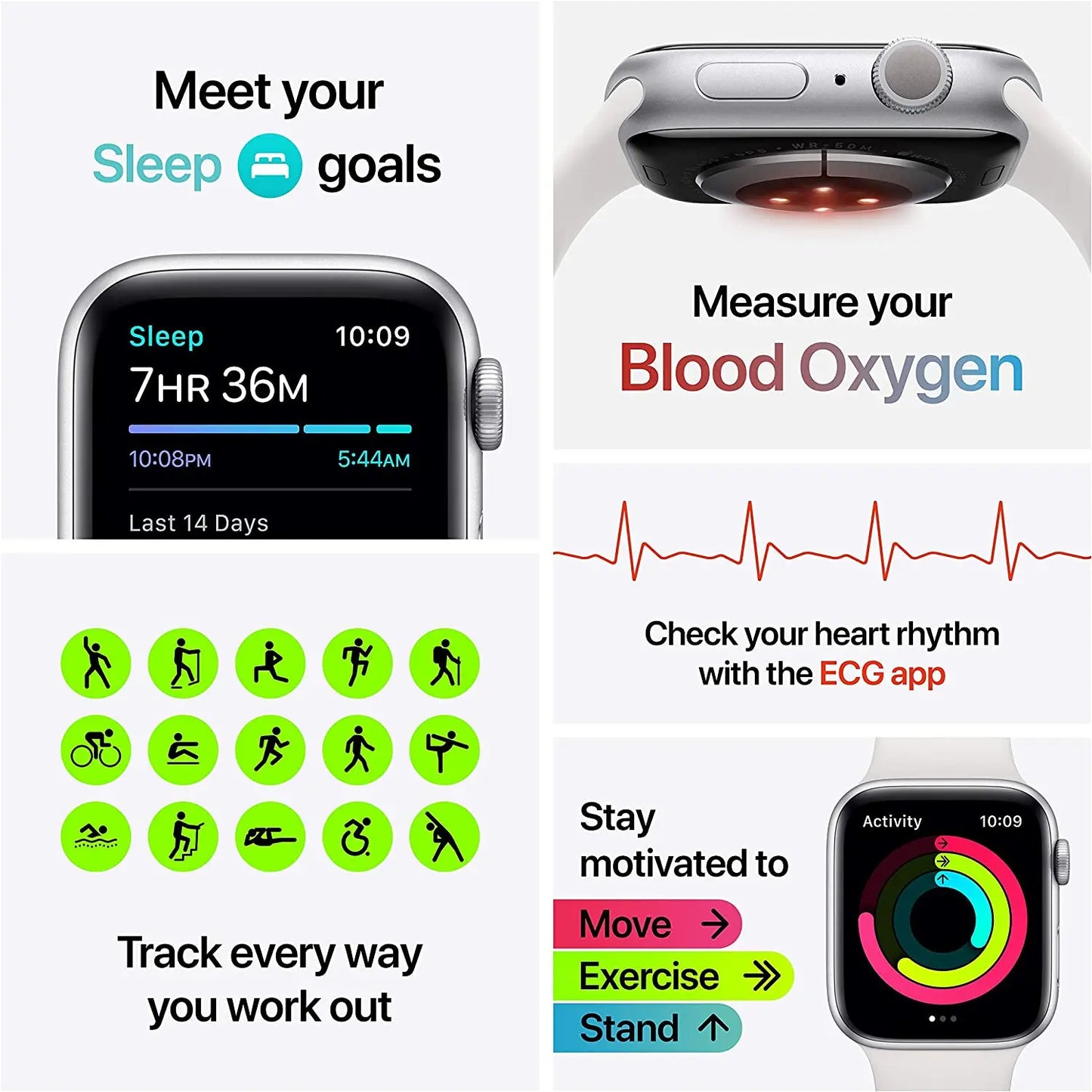 100% Original Apple Watch Series 6 40mm 44mm GPS Apple Watch S6 Aluminum Case with Sport Band iOS SmartWatch