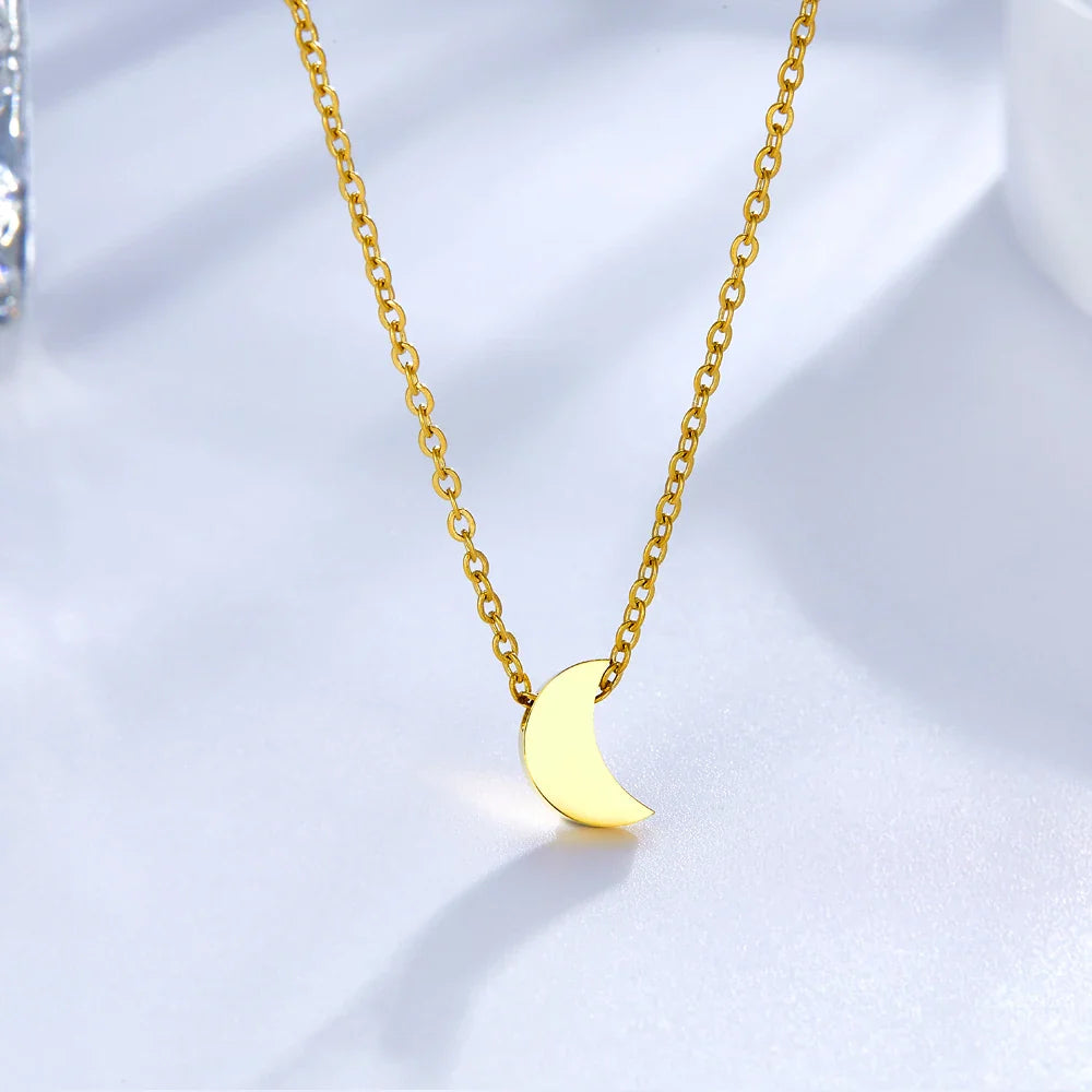 LUXUKISSKIDS Heart Star Moon Pendant Necklaces Tiny Charms Stainless Steel Choker Women/Girls Y2K Sweater Boho Jewelry Collares