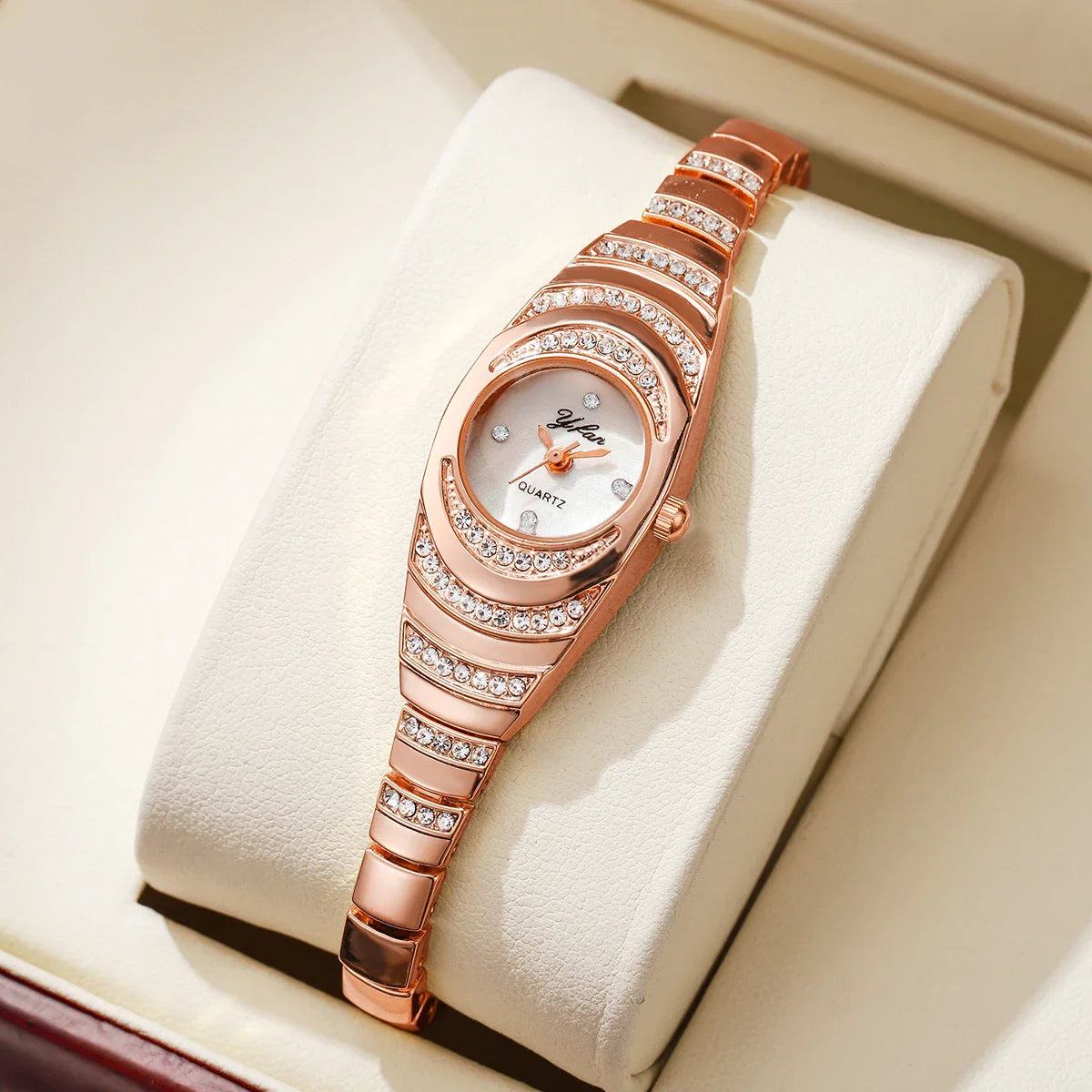 Elegant Women Watches Fashion Rhinestone Ladies Quartz Watch Bracelet Wristwatches Reloj Mujer（Without Box）