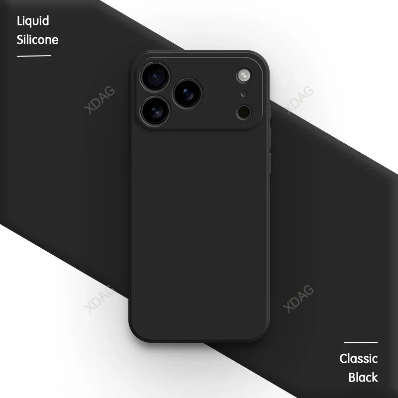 Liquid Silicone Original Phone Case for iPhone 17 Pro Max Air 17Pro 17Max 5G Straight Edge Lens Protection Soft Basic Back Cover
