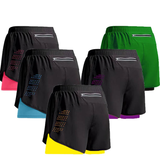 Men Running Shorts Gym Sports Shorts 2 In 1 Quick Dry Workout Training Gym Fitness