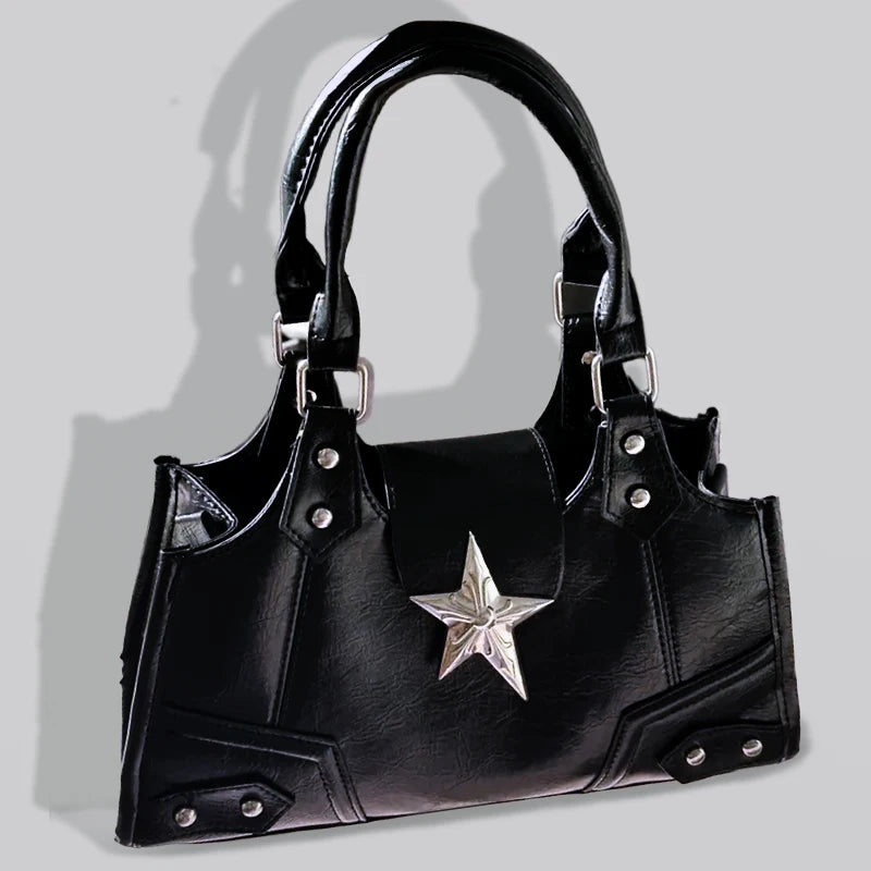 Y2K Korean Gothic Star Girl Black Bag Aesthetic Vintage Fairy Grunge Punk Goth Purse