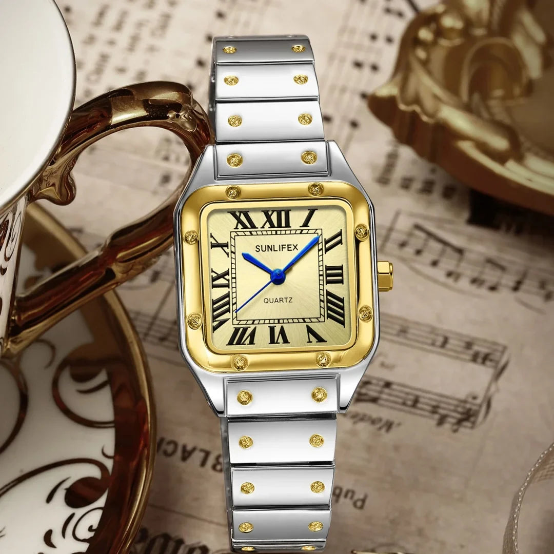 Square Women Watches Ladies Quartz Watch Female Wristwatch Stainless Steel Bamboo Strap Casual Lady Clock Watch Relogio Feminino