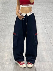 Y2k Baggy Cargo Pants Woman Sports Wide Leg Sweatpants Hip Hop Korean Fashion