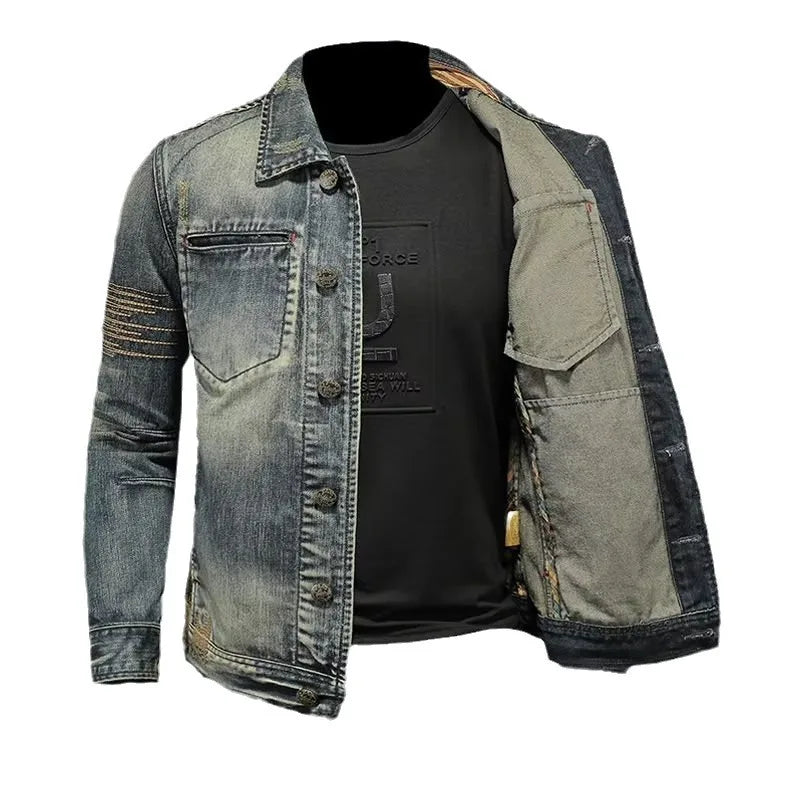 winter denim jacket male Fashion Trench coat men jeans Jacket Men's Casual jackts