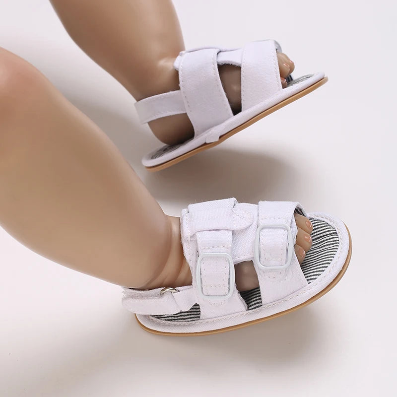 Baby Sandals Shoes Toddler Girl Boy Canvas Sandals Rubber Sole Non-Slip First Walker