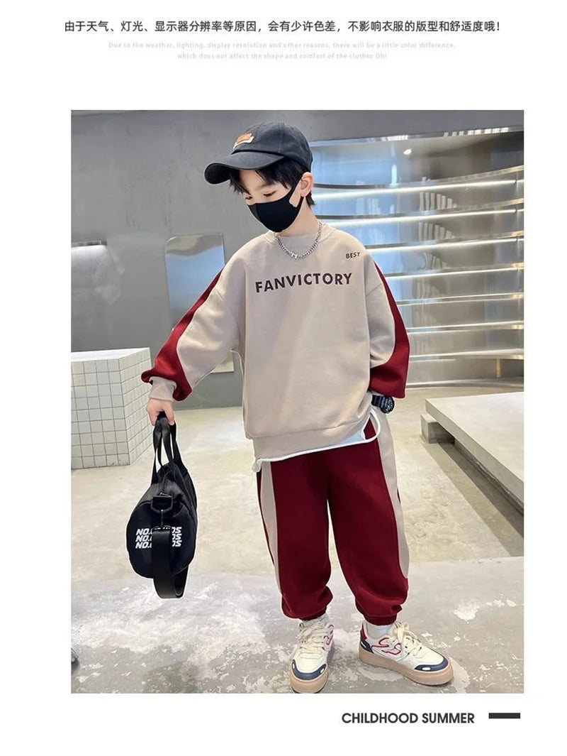 Boys Prints Letter Sets Children Spring Fashion Clothes Suits Kids Casual Sweatshirts+Pants 2Pcs Simplicity Autumn Outfits