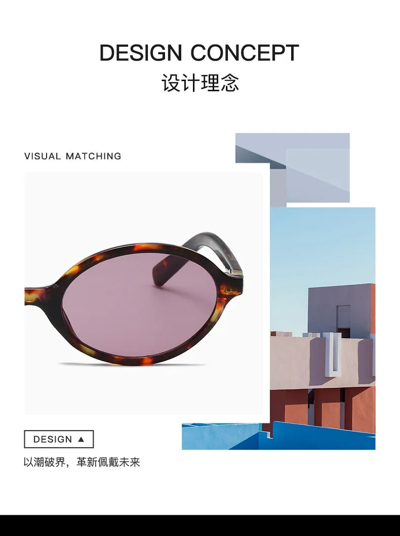 Fashion Oval Simple Literary Sunglasses Women Retro Small Frame Commuting Sunglasses Luxury Brand Design Travel Sunglasses UV400