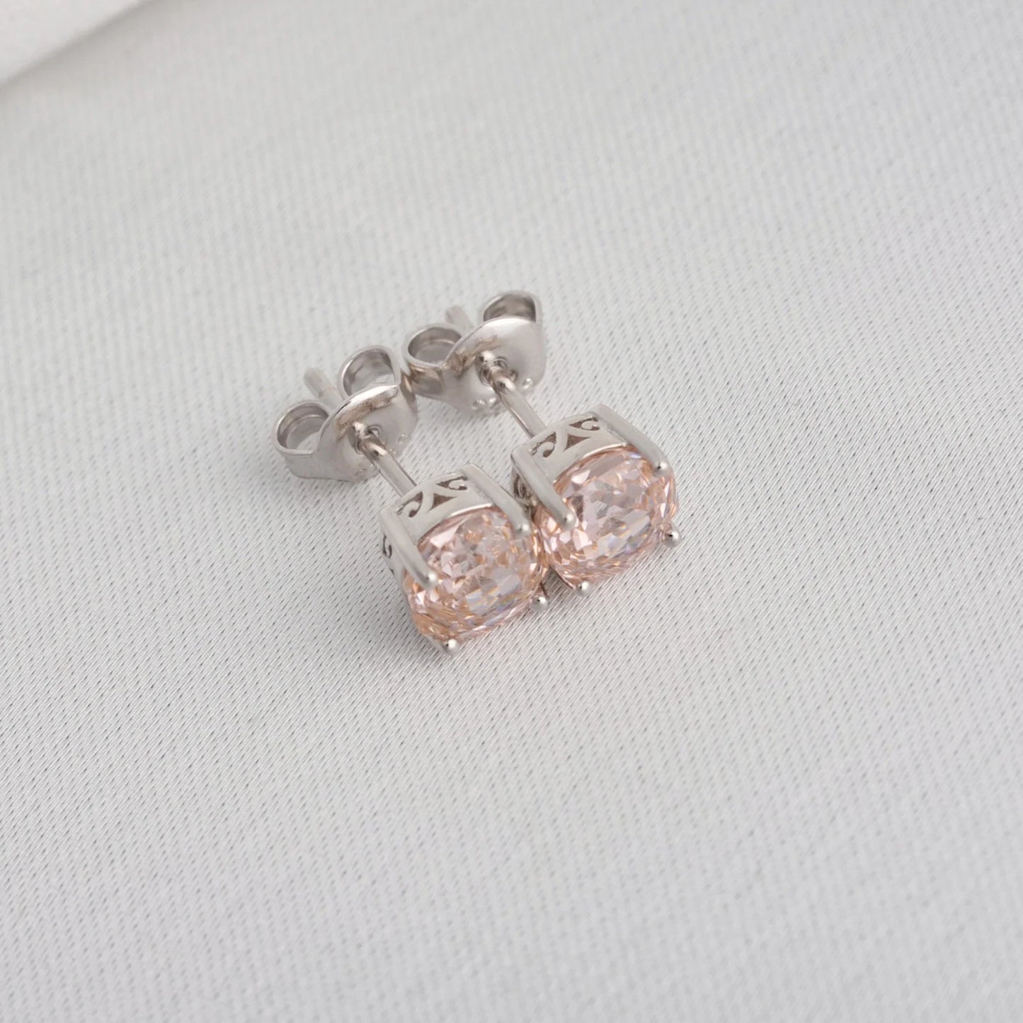 Potiy Rose Cut Octagon Morganite Pink Stud Earrings, 1.5ct Cubic Zirconia 925 Sterling Silver Earrings for Women Mother Day