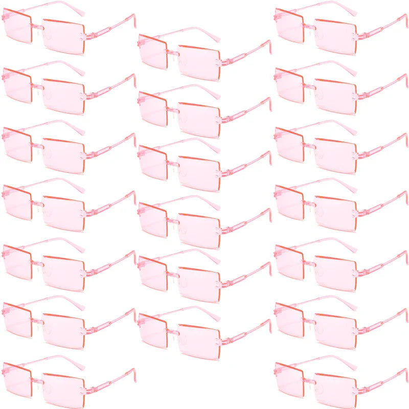 20 Pcs Per Set Rimless Rectangle Sunglasses Fashion Gradient Ocean Lenses Shades Ins Trendy Beach Vacation Sun Glasses