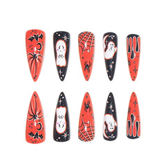 24pcs Halloween Spooky Stickers Cobweb Spooky Stick-on Nails Press on Decorated