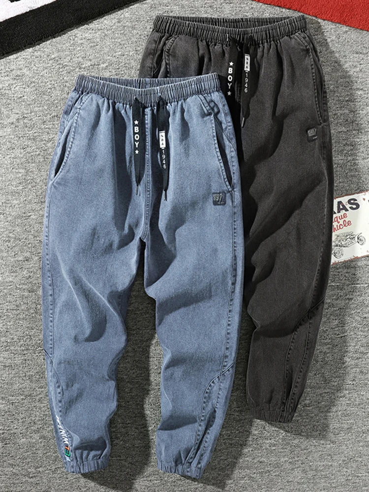 Big Size Men's Jogger Jeans 6XL 7XL 8XL Streetwear Black Blue Casual Denim