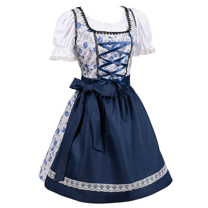 German Ladies Beer Maid  Bavarian Oktoberfest Dress with Apron Costumes Party Halloween Fancy Dress