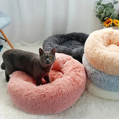 Round Cat Beds House Soft Long Plush Best Pet Dog Bed For Dogs Basket Pet