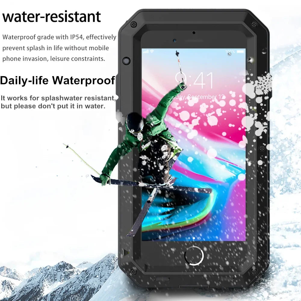 Heavy Duty Protection Armor Metal Phone Case for iPhone 17 16 15 14 13 12 11 Pro XS MAX SE XR X 6 7 Aluminum Shockproof Cover