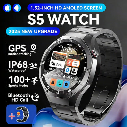 Round GPS Smart Watch Waterproof BT Call Men SmartWatch for Women Health Monitor 100+Sport Smart Band DIY Watch Faces Best Gifts