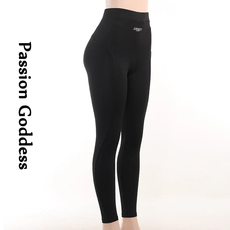Fitness Women Letter Printed Slim Leggings High Waist Tight-fitting Legging Pants