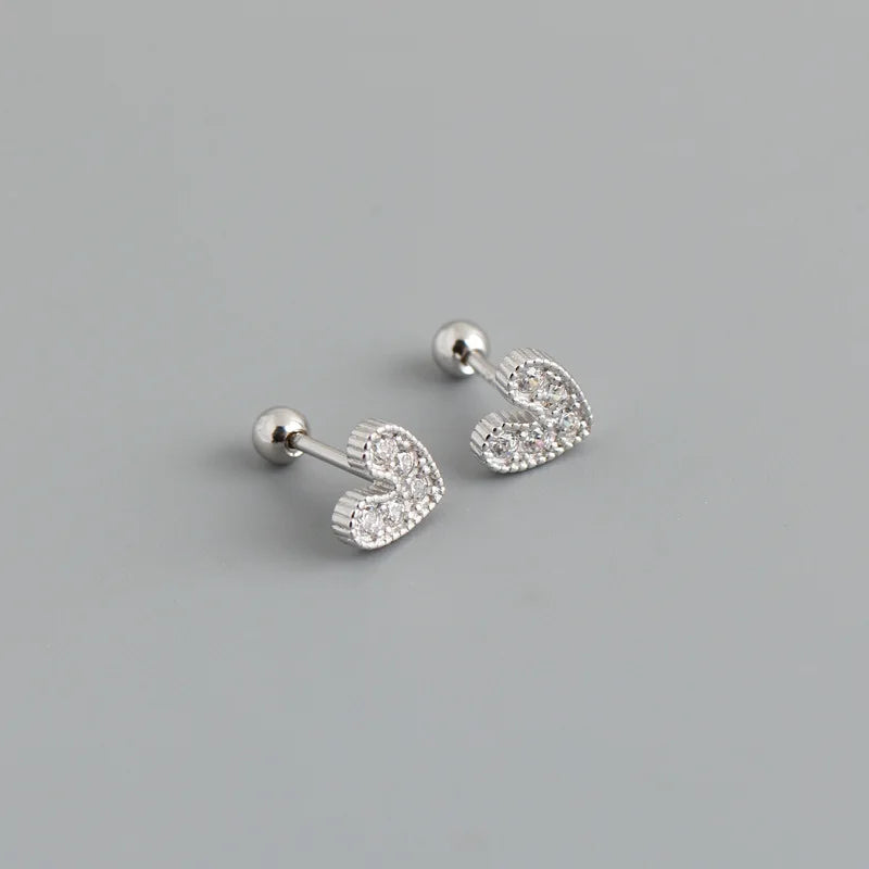 WANTME 925 Sterling Silver Fashion Korean Petal Screw Bead Stud Earrings for Women Charm Ear Bone Piercing Jewelry Accessories