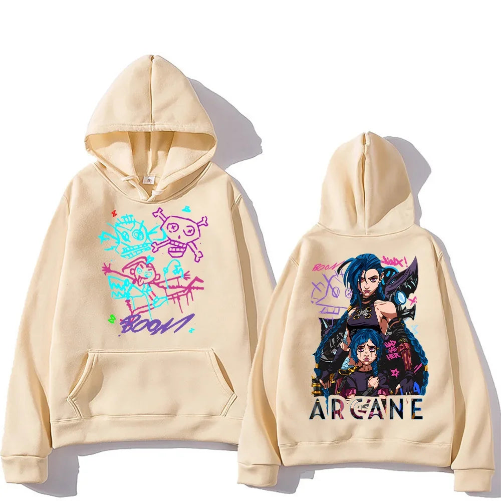Arcane Jinx Hoodies Man Women Harajuku Clothing Hot Anime Arcane Pullovers Unisex