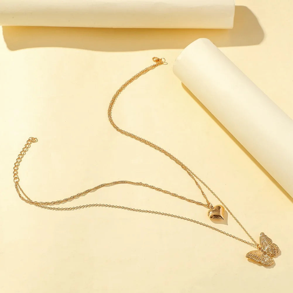 Korean Fashion Sweet Heart Shaped Necklace For Women Crystal Zircon Pendant Clavicle Chain Elegant Romantic Party Gift Jewelry