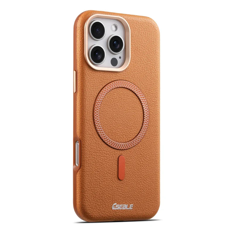 Solid Color Leather For Magsafe Magnetic Shockproof Phone Case For iPhone 17 Pro Max 15 13 14 16 Pro Max Bumper Cover