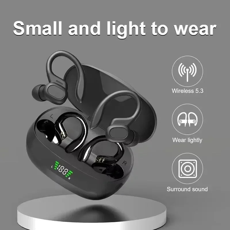 HOMEFISH SP16 Ear Hanging Sports Running Bluetooth Earphones with Long Battery Life Digital Display Noise Reduction  Earphones