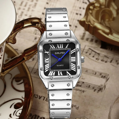 Square Women Watches Ladies Quartz Watch Female Wristwatch Stainless Steel Bamboo Strap Casual Lady Clock Watch Relogio Feminino