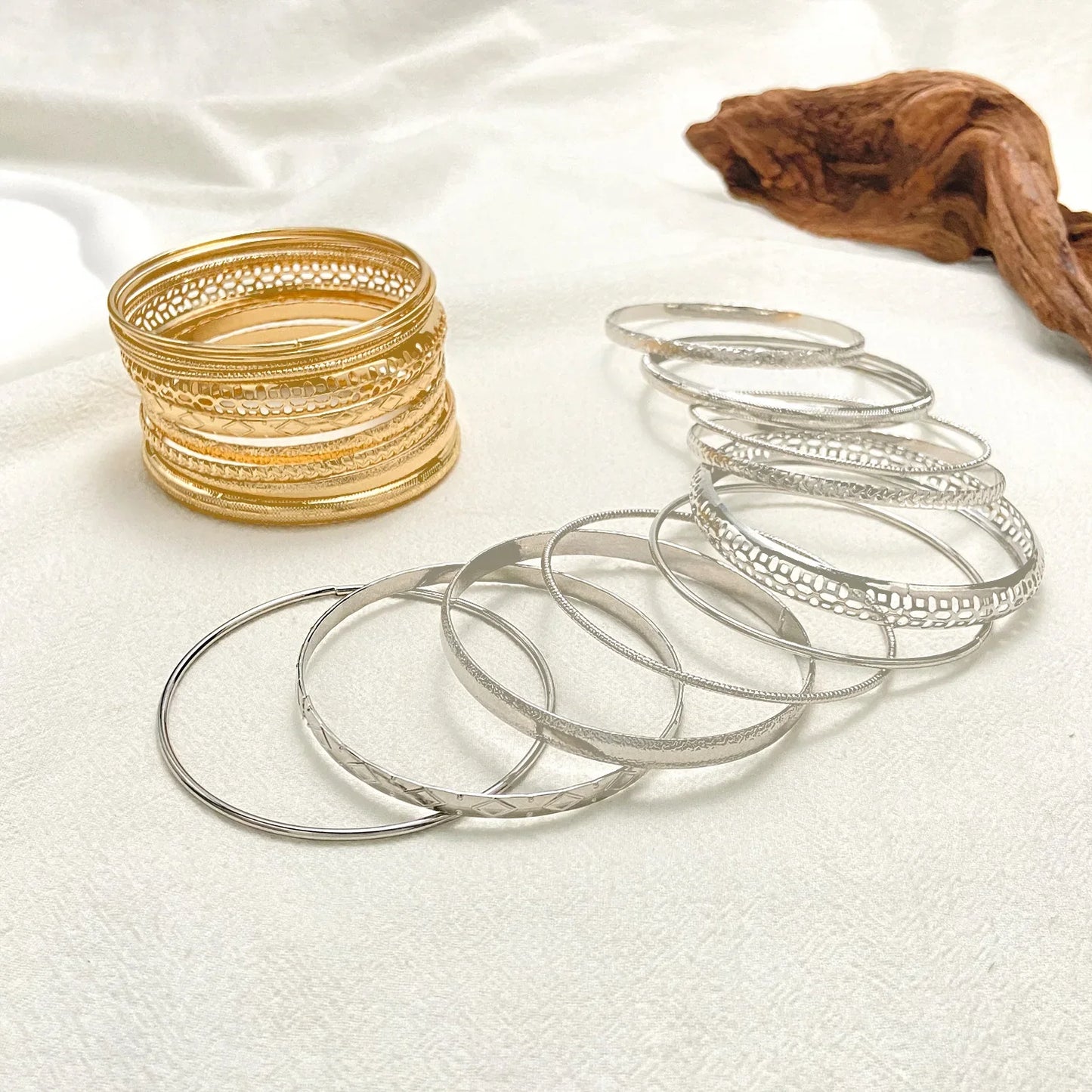 Fashion Stainless Steel Bracelets for Women Men Twist Texture Bangles Gold Silver Color Jewelry Statement Streetwear Goth Gifts