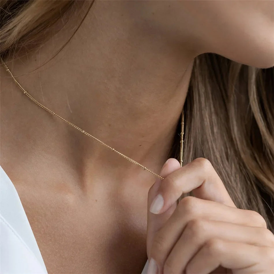 eManco Gold Color Stainless Steel  Chain Choker Necklace Women Chain Necklace Sets for Women gift