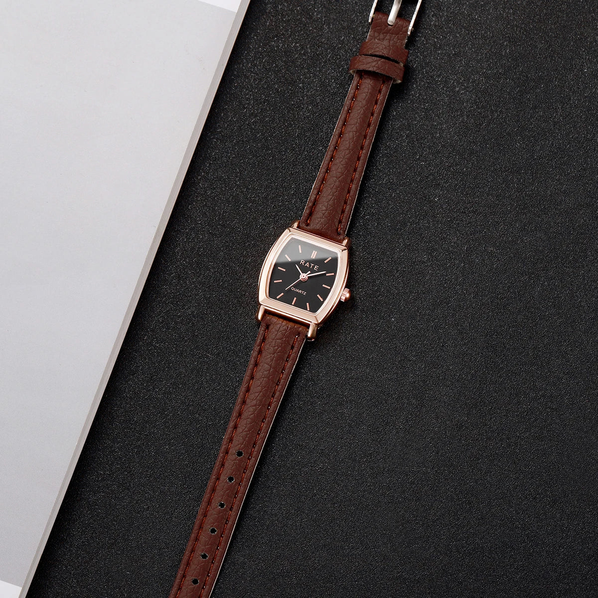 2PCS Fashion Leather Strap Quartz Wristwatches Set With Heart Bracelet Casual Simple Dial For Ladies Clock(Without Box)