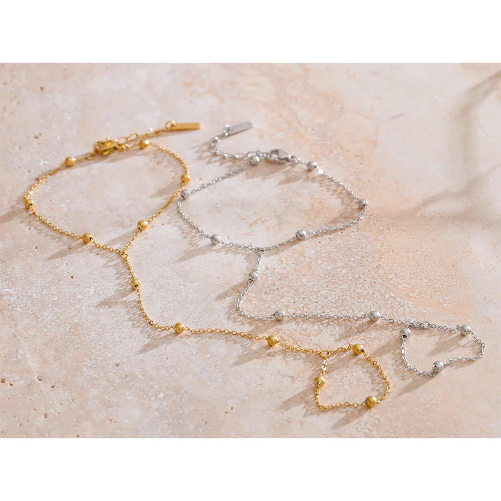 Yhpup Hot Style Zirconia Round Back of Hand Chain Finger Bracelet Bangle Stainless Steel Chic Fashion Jewelry Wholesale 2025 New