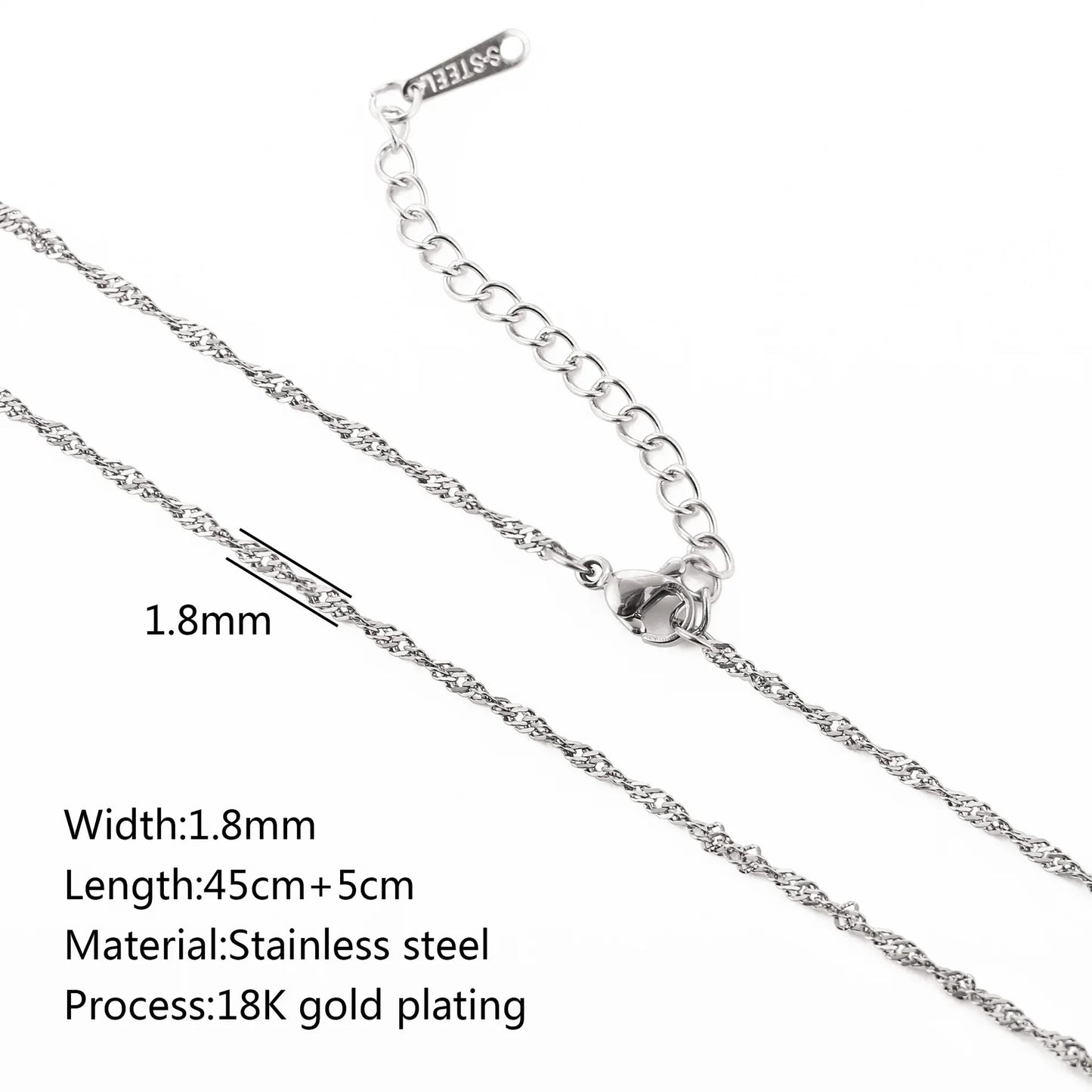 5Pcs/Lot Stainless Steel Bead Rope Link/Cuban/Paperclip Links Snake Chain Necklace Diy Women Jewelry 18K Gold Color Neck Chains