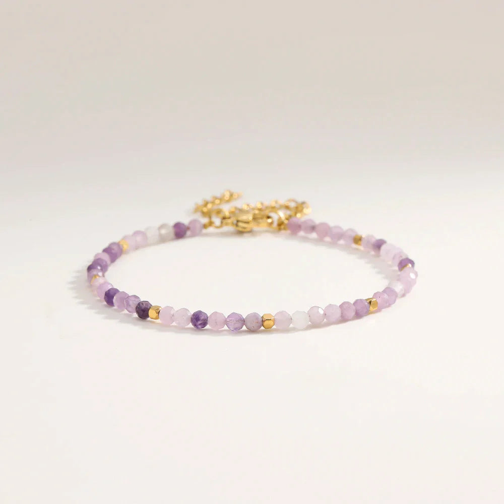 3mm Faceted African Turquoise Nature Stone Beaded Bracelet For Women With 18k gold plated Stainless Steel Square Beads Jewelry