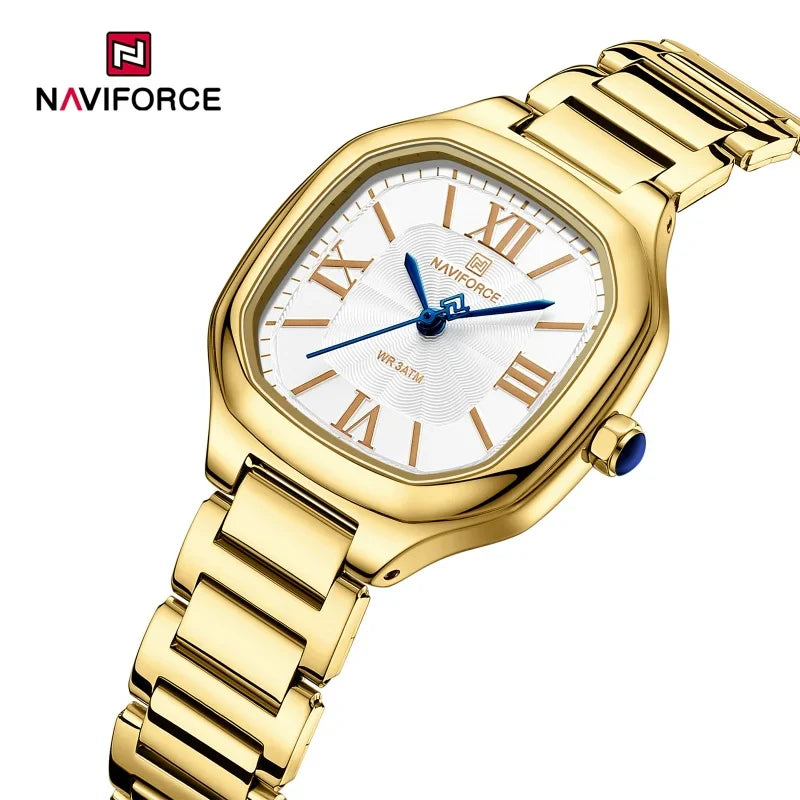 NAVIFORCE Brand High Quality Women Quartz Watch Stainless Steel Strap Casual Elegant Waterproof Wristwatch Relogio Feminino 2024