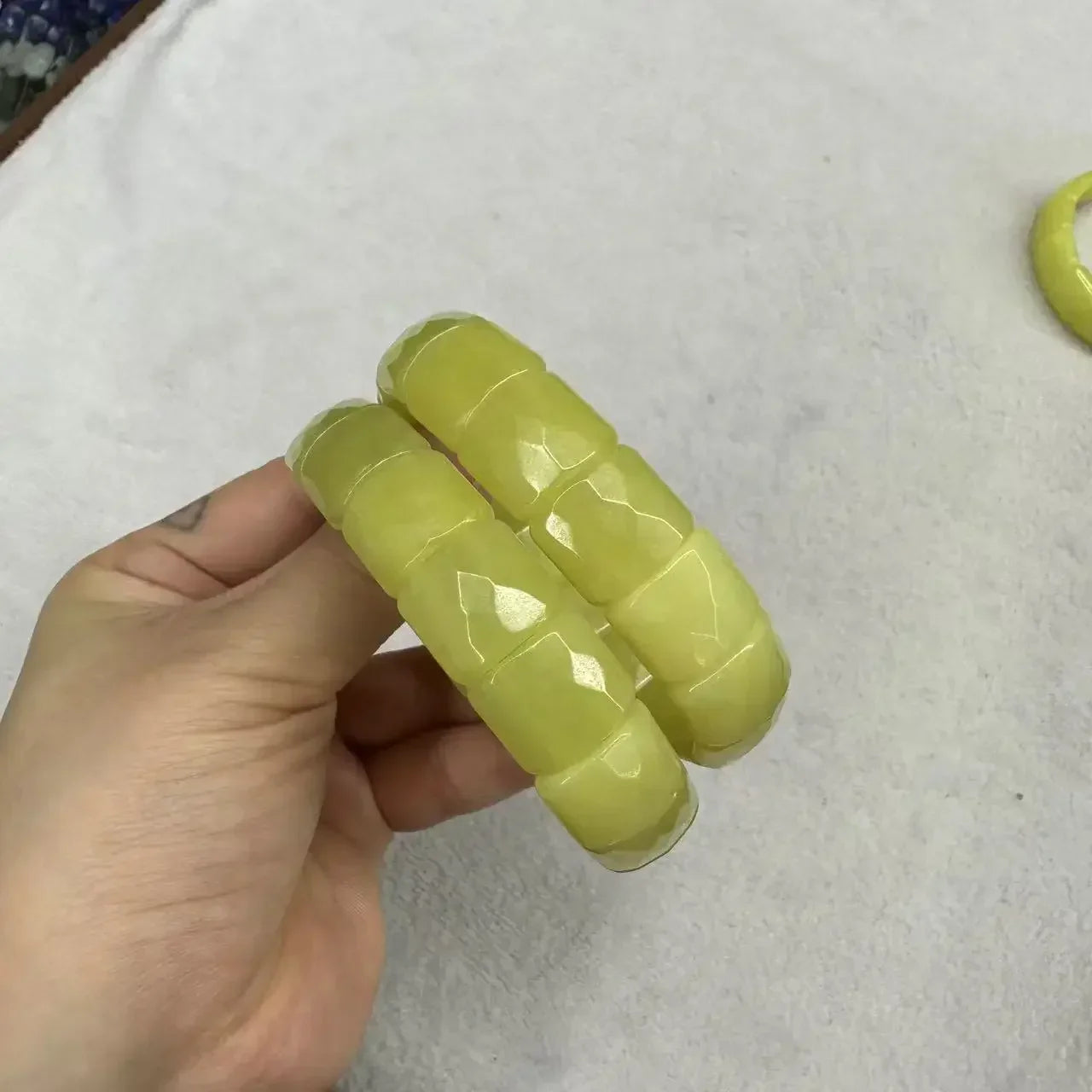 Natural 12x15mm Faceted Stone Unique Crystal Citrine Agate Amethyst Pyrite Fashion Elastic Handcrafted Bracelets Energy Bangles